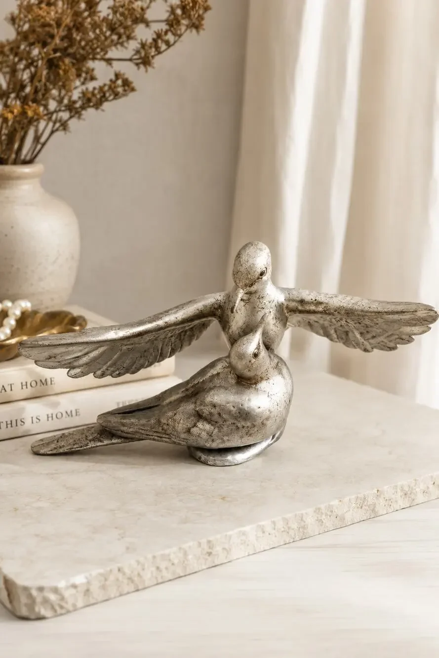Anthony Freeman Hagen Renaker Silver Ceramic Loving Doves Damaged MCM Vintage